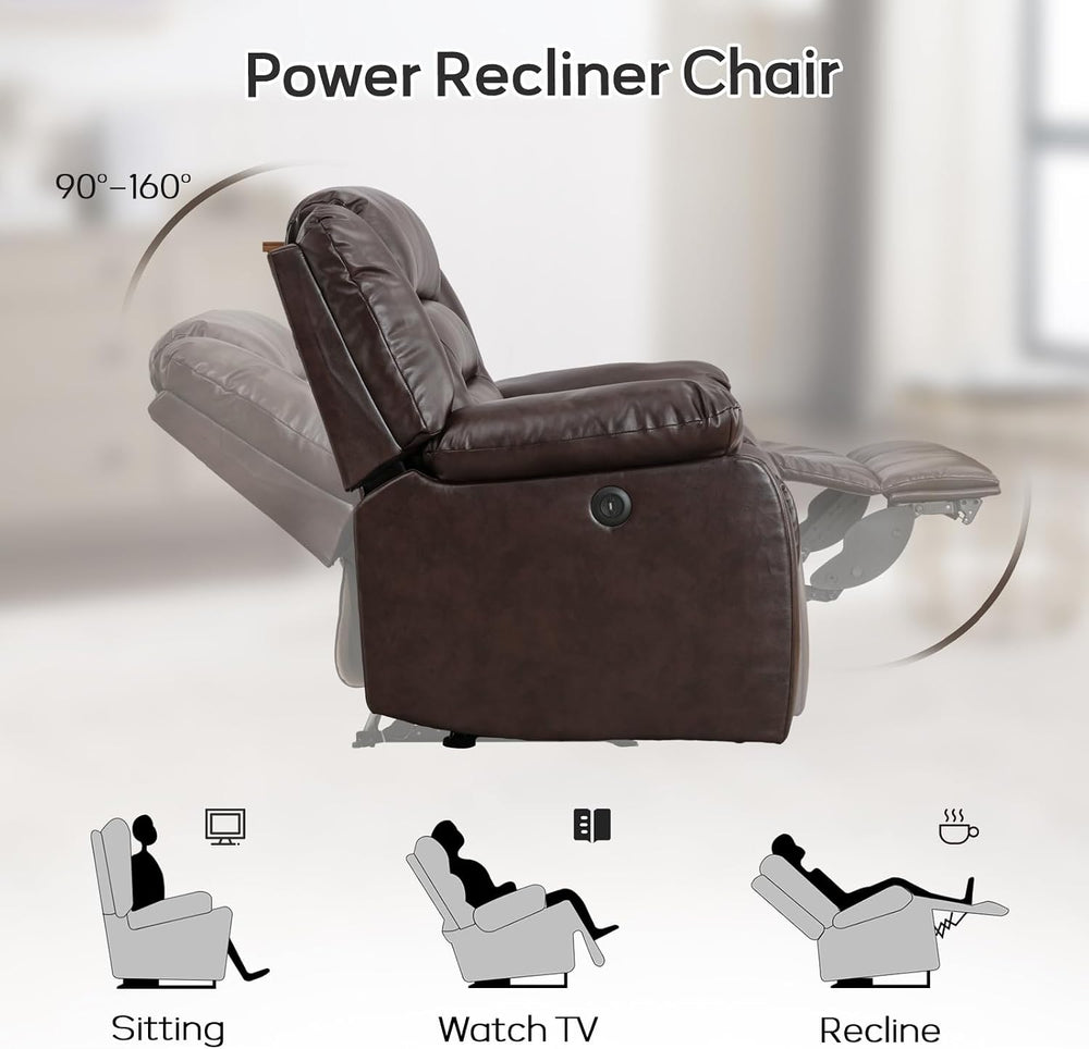 EBELLO Faux Leather Power Recliner Sofa Set, Electric Recliner Chair, Lovesea...