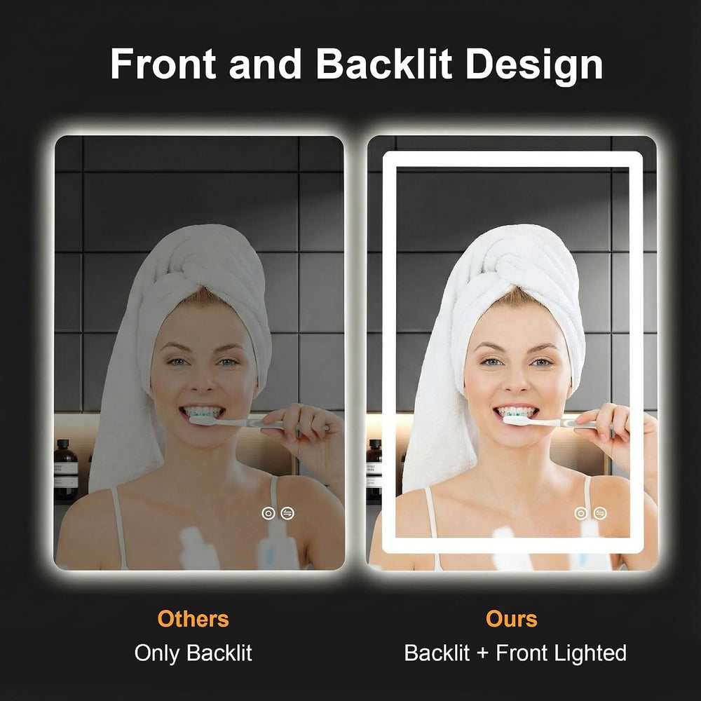 LED Bathroom Mirror with Lights, 2 Pack 24 x 36 Lighted Vanity Wall Mirror