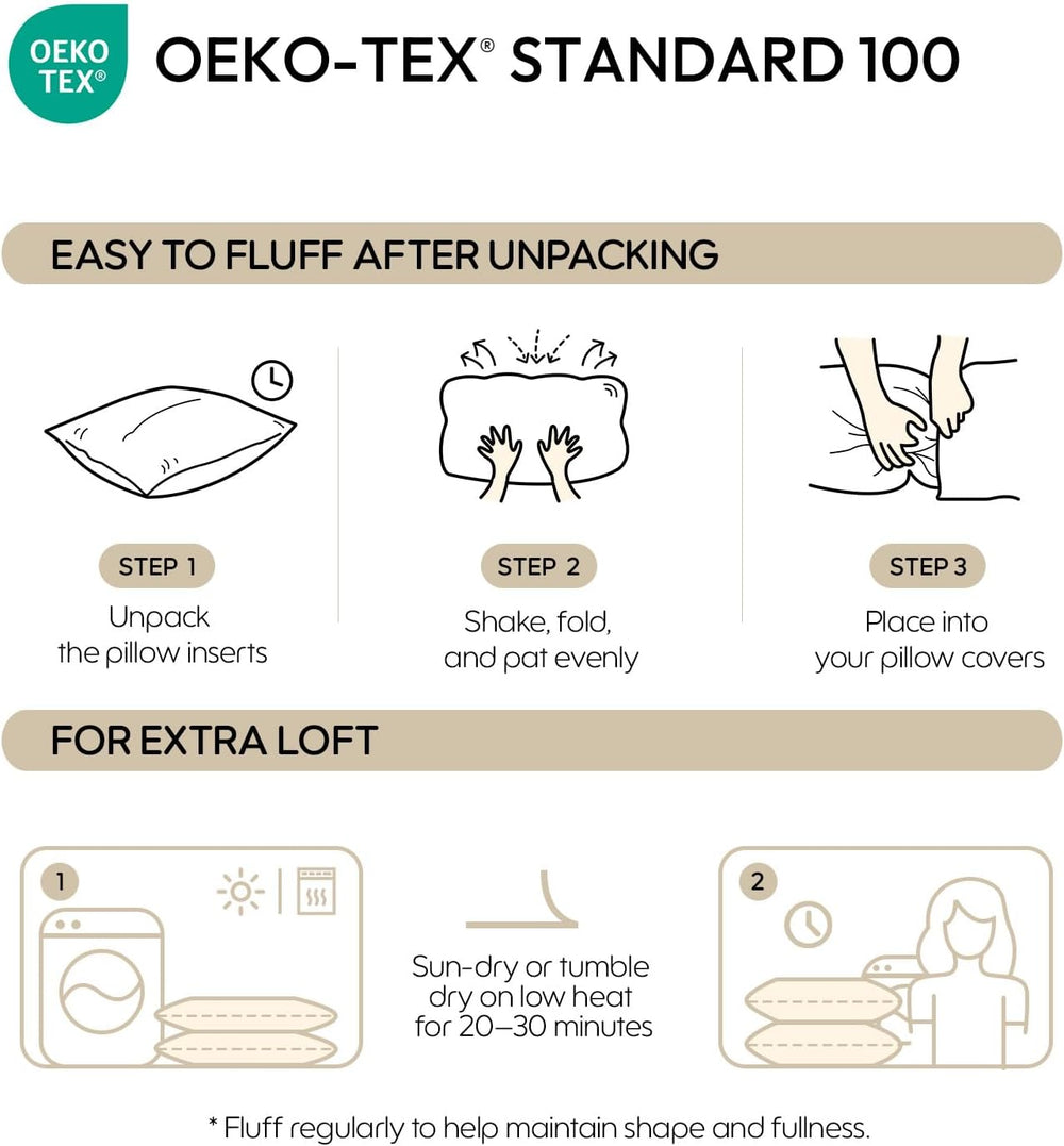Feather Throw Pillow Inserts Set of 4, Soft Fluffy Square 22 x 22 Inches Deco...