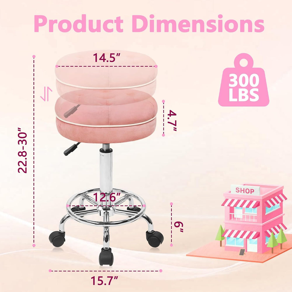 KLASIKA Velet Drafting Stool Chair Padded Seat 360° Swivel Rolling Stools Adj...