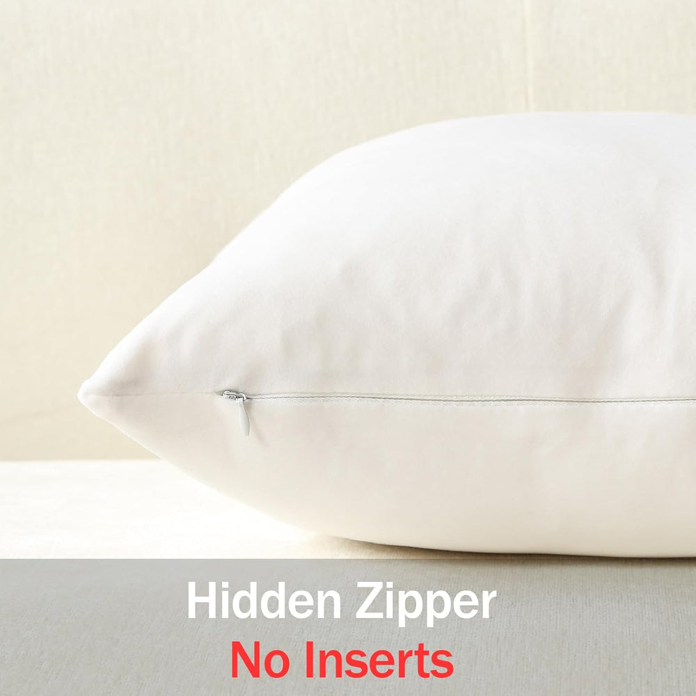 DEZENE Euro Sham Covers 26x26 Pure White: Pack of 2 Cozy Soft Velvet Square M...