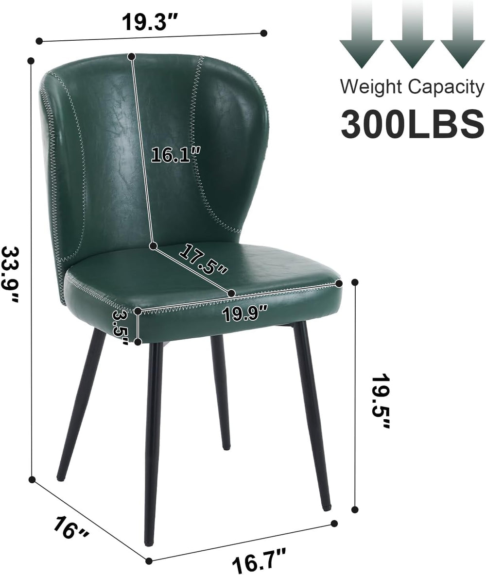 Dining Chairs Set of 2, Upholstered Synthetic Leather Kitchen Chairs, Mid-Cen...