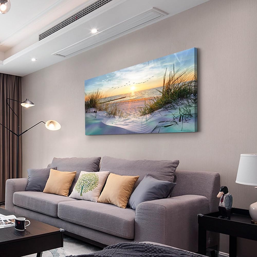 Wapluam Canvas Wall Art For Living Room Wall Decor For Bedroom Blue Sea Beach...