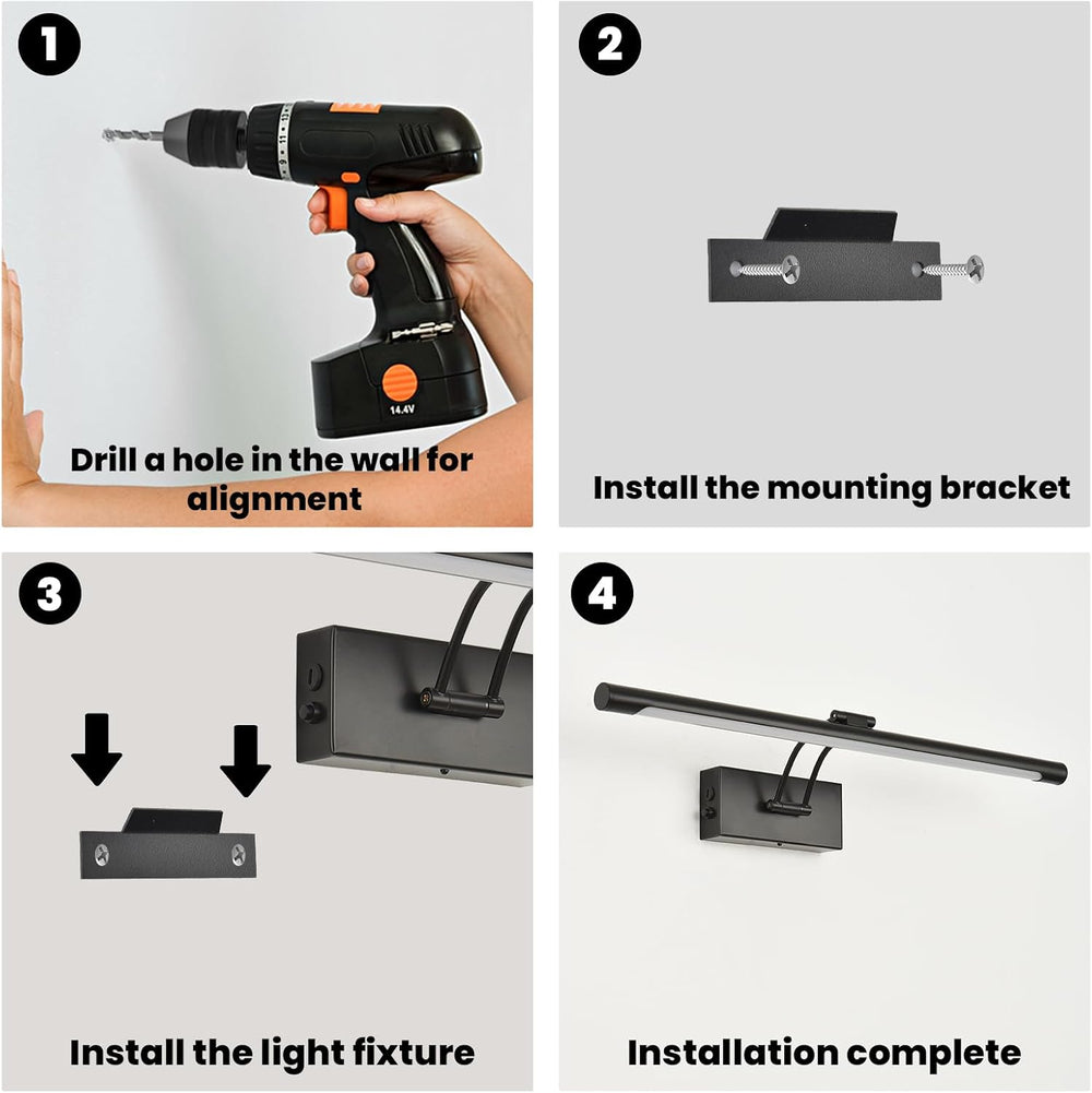Battery Operated Picture Light for Wall,Matte Black 23.6-Inch
