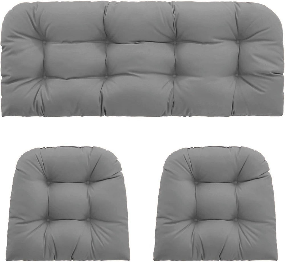 Outdoor Wicker Chair Cushions 3 Pieces, Gray