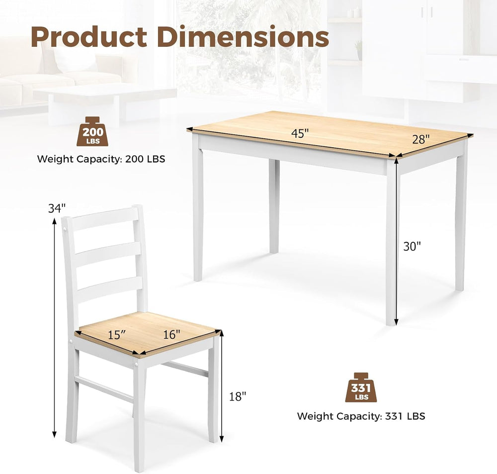Tangkula Mid-Century Modern Dining Table Set for 4, Wood Kitchen Table Set