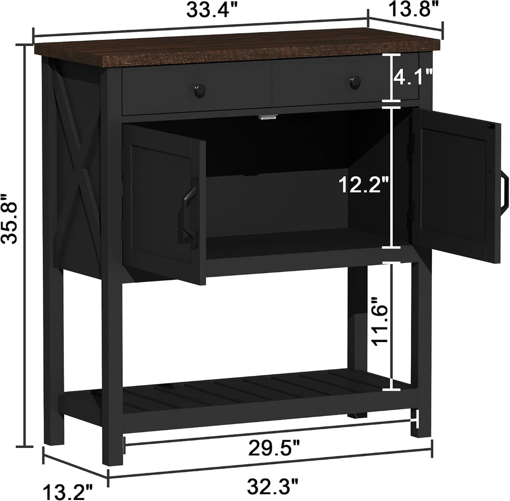 ChooChoo Farmhouse Console Table, 33.5" W Entryway Cabinet with Drawer