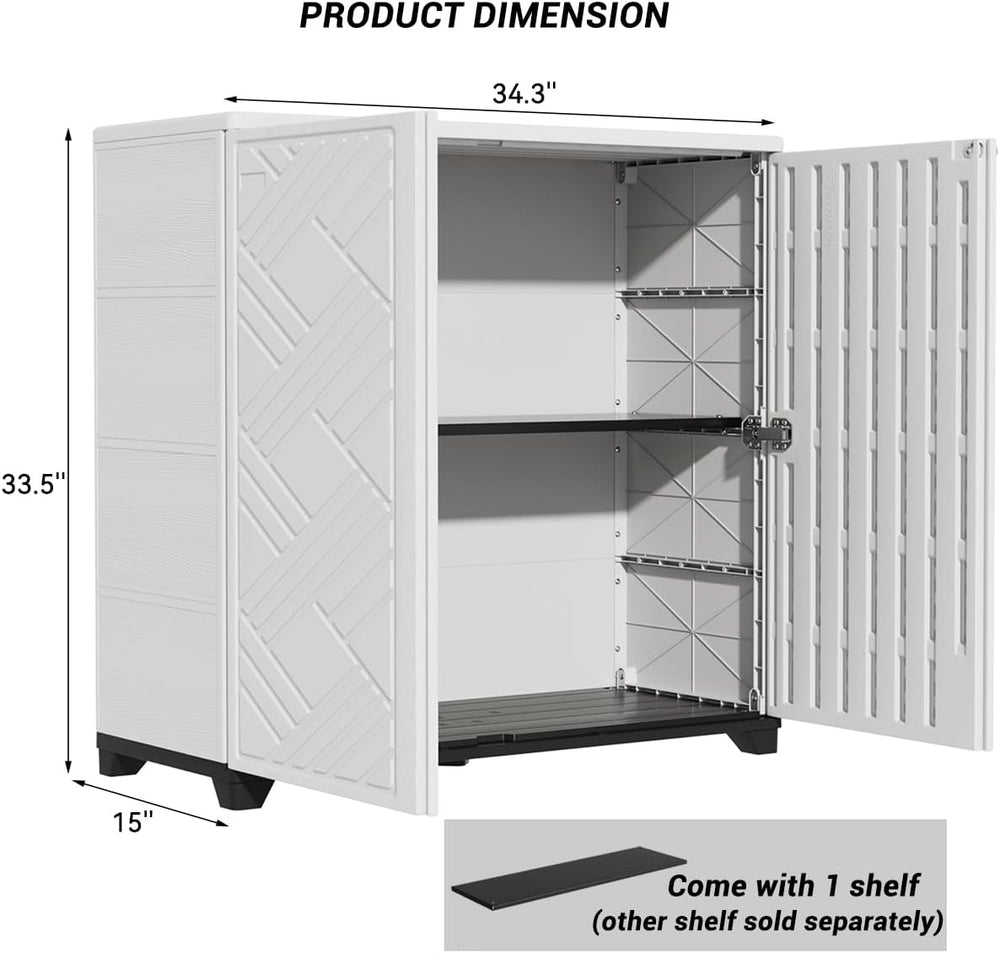 KINYING Outdoor Storage Cabinet Waterproof, 60 Gallon Resin Outdoor Storage S...