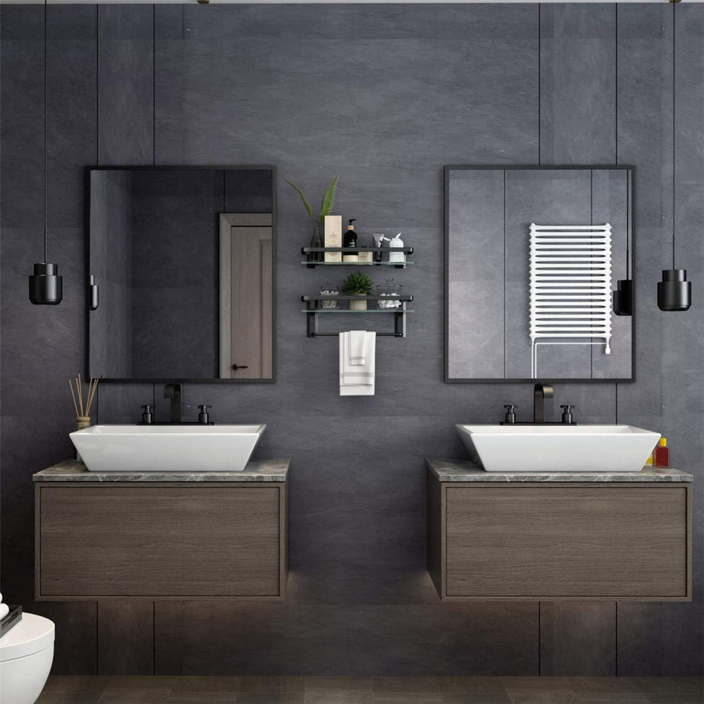 VOLPONE Glass Bathroom Shelf with Towel Bar 15.7in Bathroom Wall Shelves Rust...