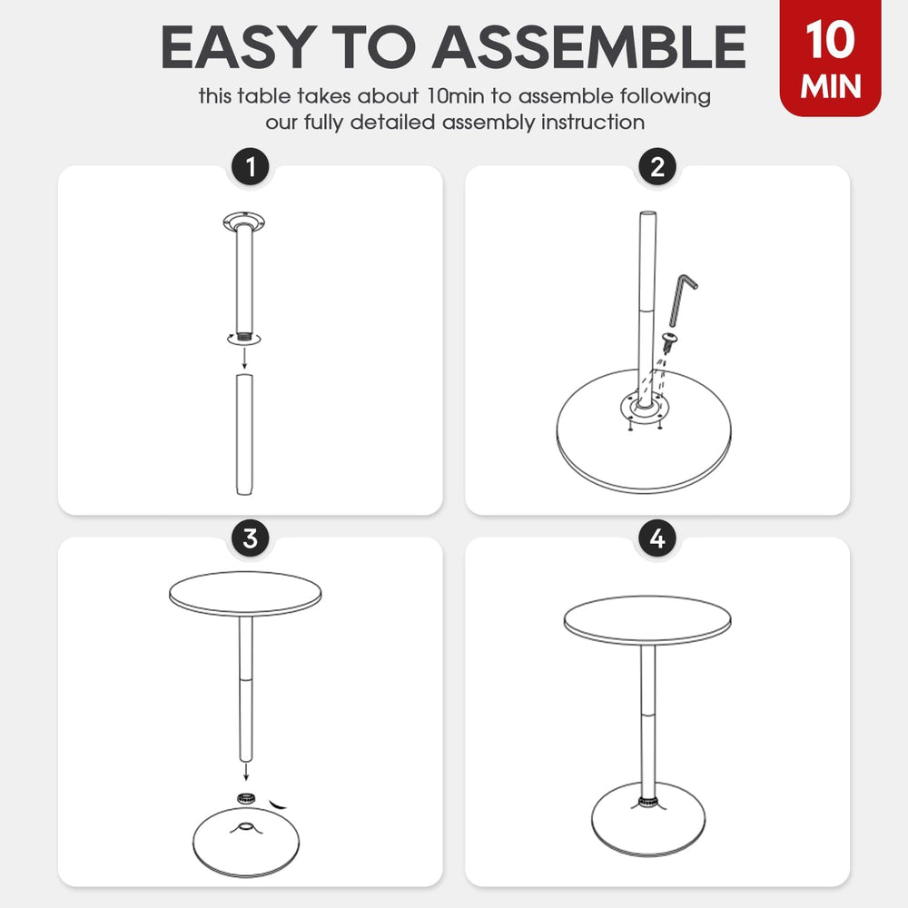 FDW | Bar Table | 40 Inch | Dark Black | Fixed Height Round Table