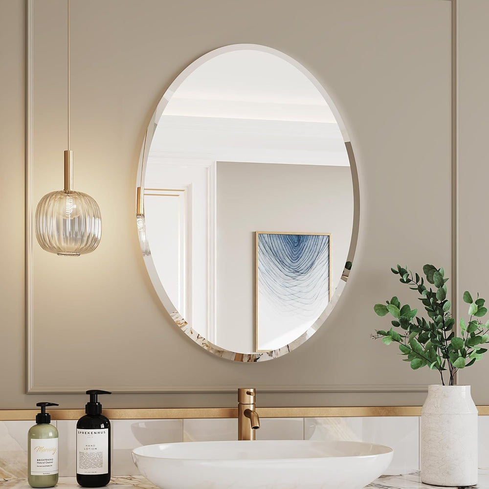 KOHROS 18 x 24 in Oval Bathroom Mirror for Over Sink,Frameless Wall Mirror
