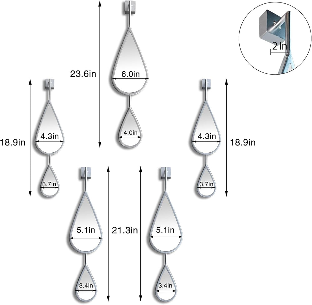 BAODANFU Decorative Mirrors Wall Mounted, Wall Mirror Silver Decor Tear Drop ...