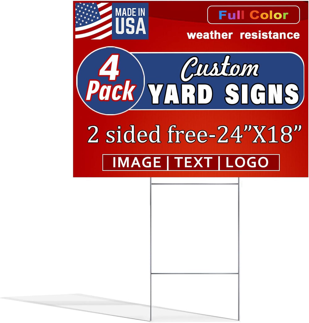 24"X18"Pack of 4,Custom Yard Signs | Double Sided,4mm Weatherproof ...
