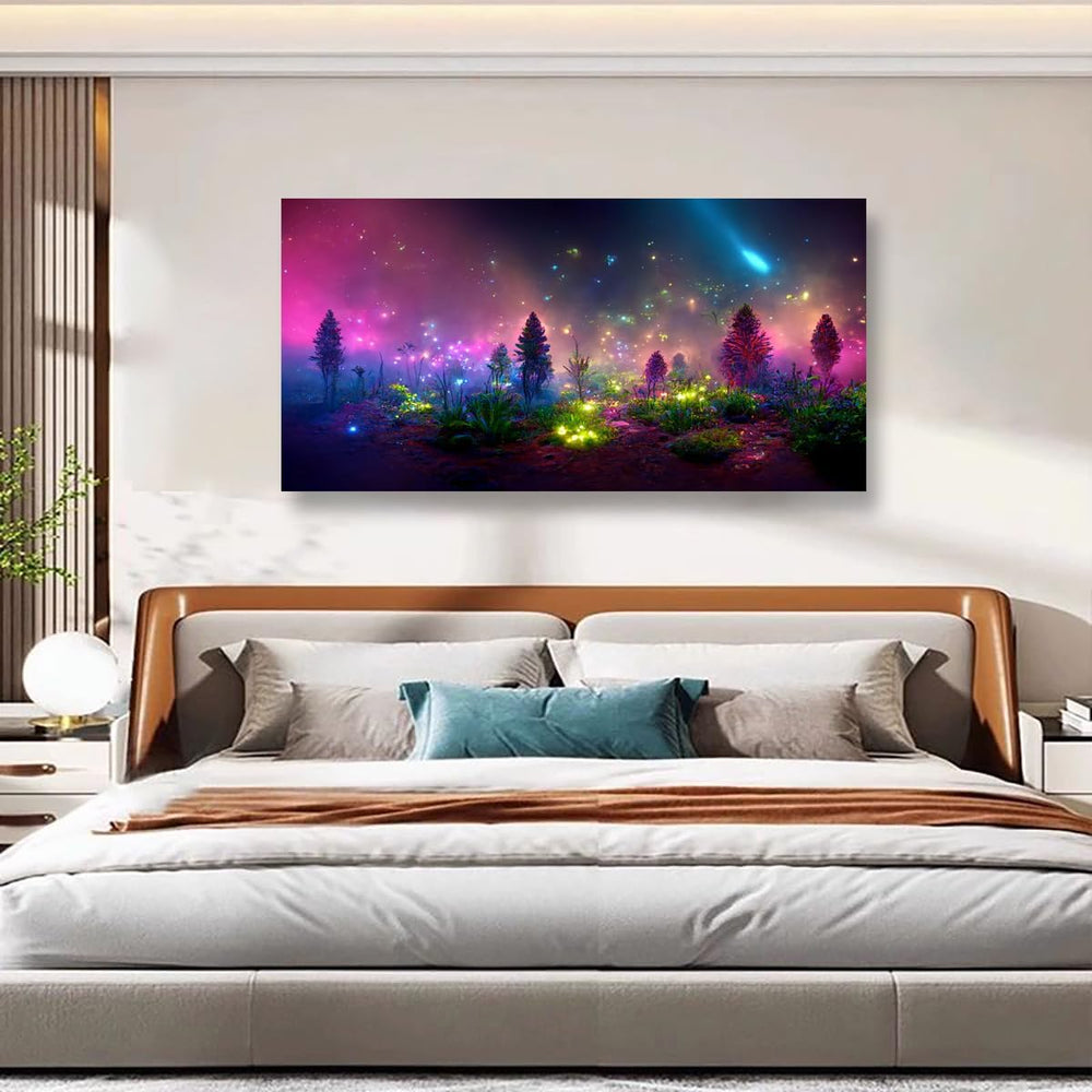 Fantastic Starry light Canvas Wall Art for Living room Office Bedroom Purple ...