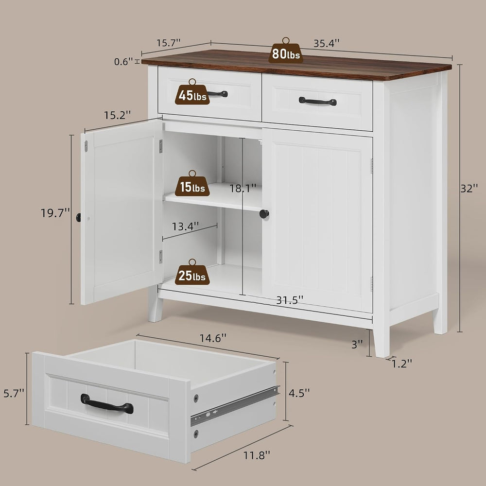 Bealife 32" Buffet Cabinet, Kitchen Island with Storage - Retro