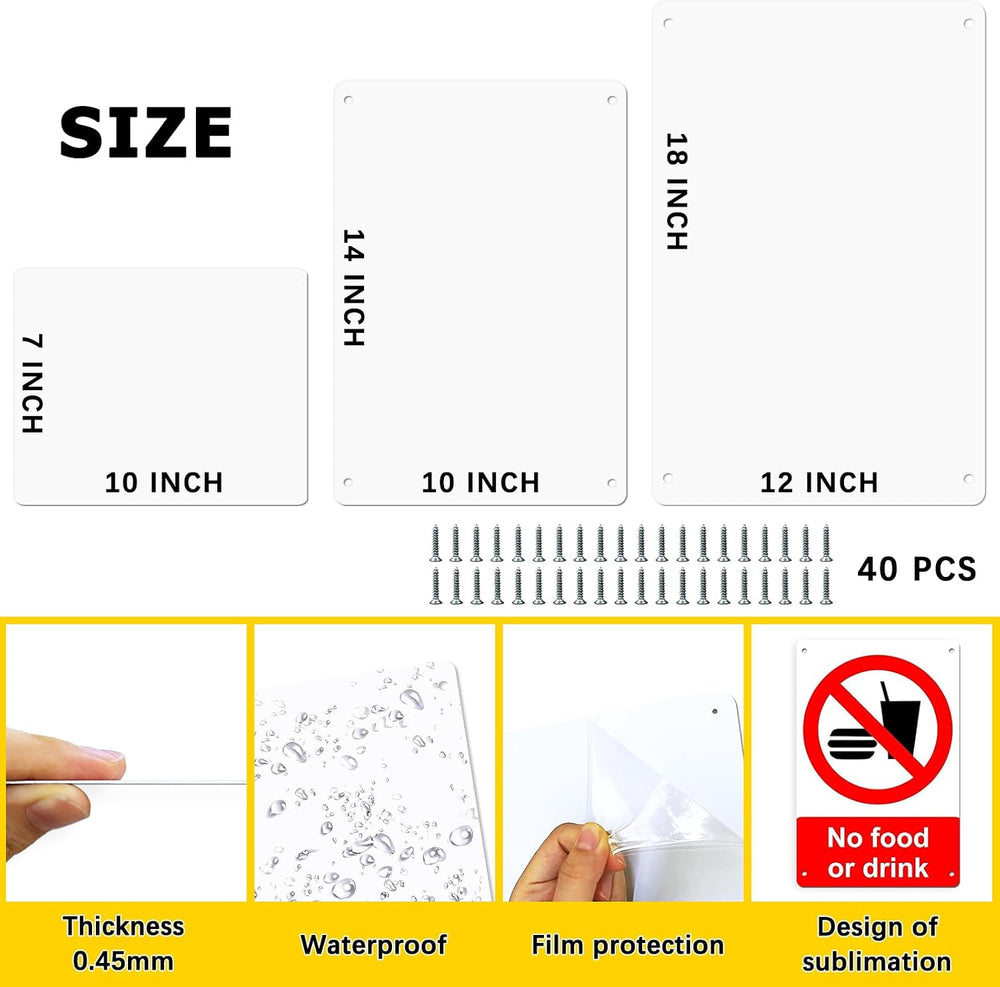 10 Pack 10"x 14" Sublimation Metal Sign Blank, 0.45mm White Blank M...