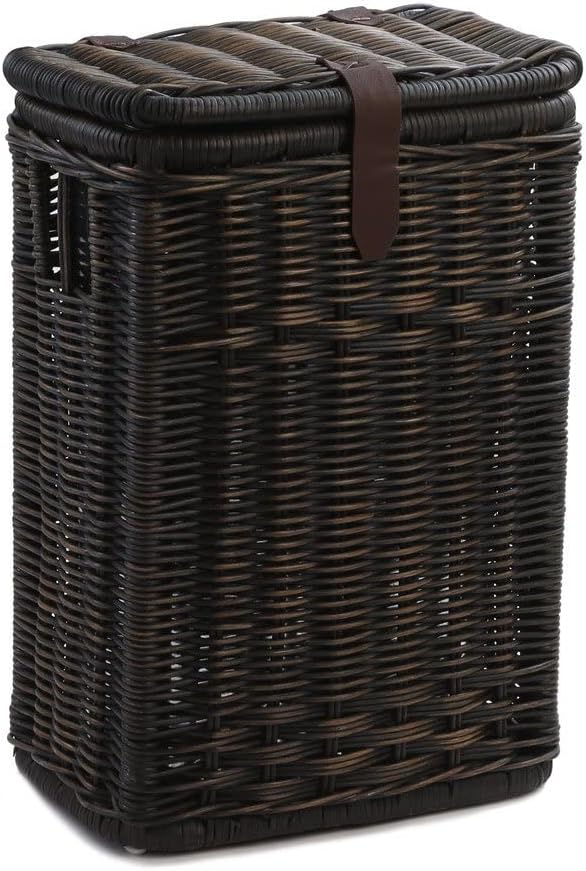 The Basket Lady Wicker Kitchen Trash Basket with Metal Liner, Walnut Brown