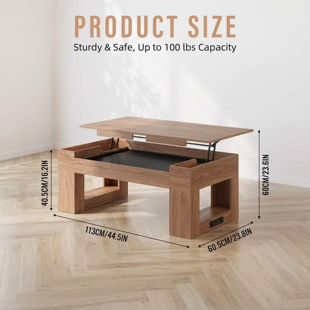 Lift Top Coffee Table with Puzzle Tray, Modern Wood Center Table with Hidden ...
