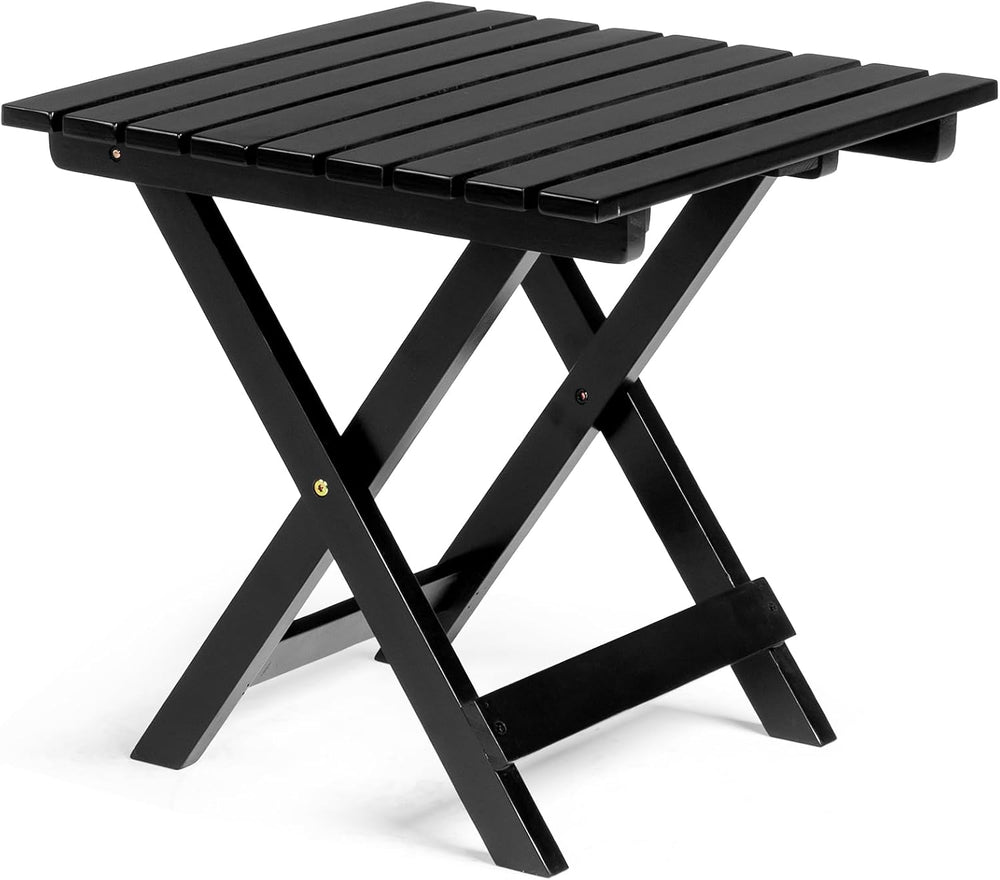 Outvita Wood Folding Side Table, Square, Black