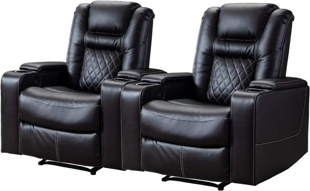 CANMOV Electric Power Recliner Chair Set of 2, Breathable Leather Home Theate...