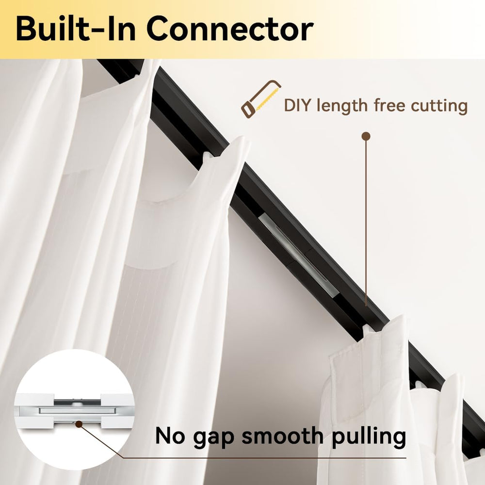 FELIDESIGN Ceiling Curtain Track, Room Divider Rail Set, Black, 3ft-6ft