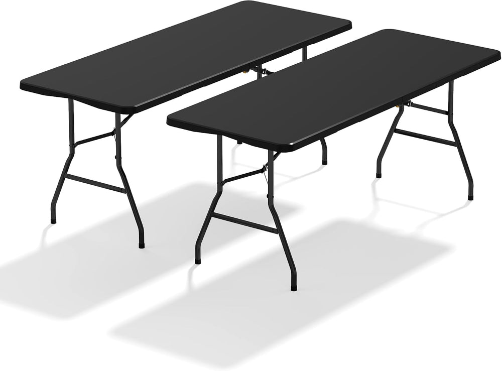 6FT Black Folding Table for Camping, Parties, Meeting, 2 Pack