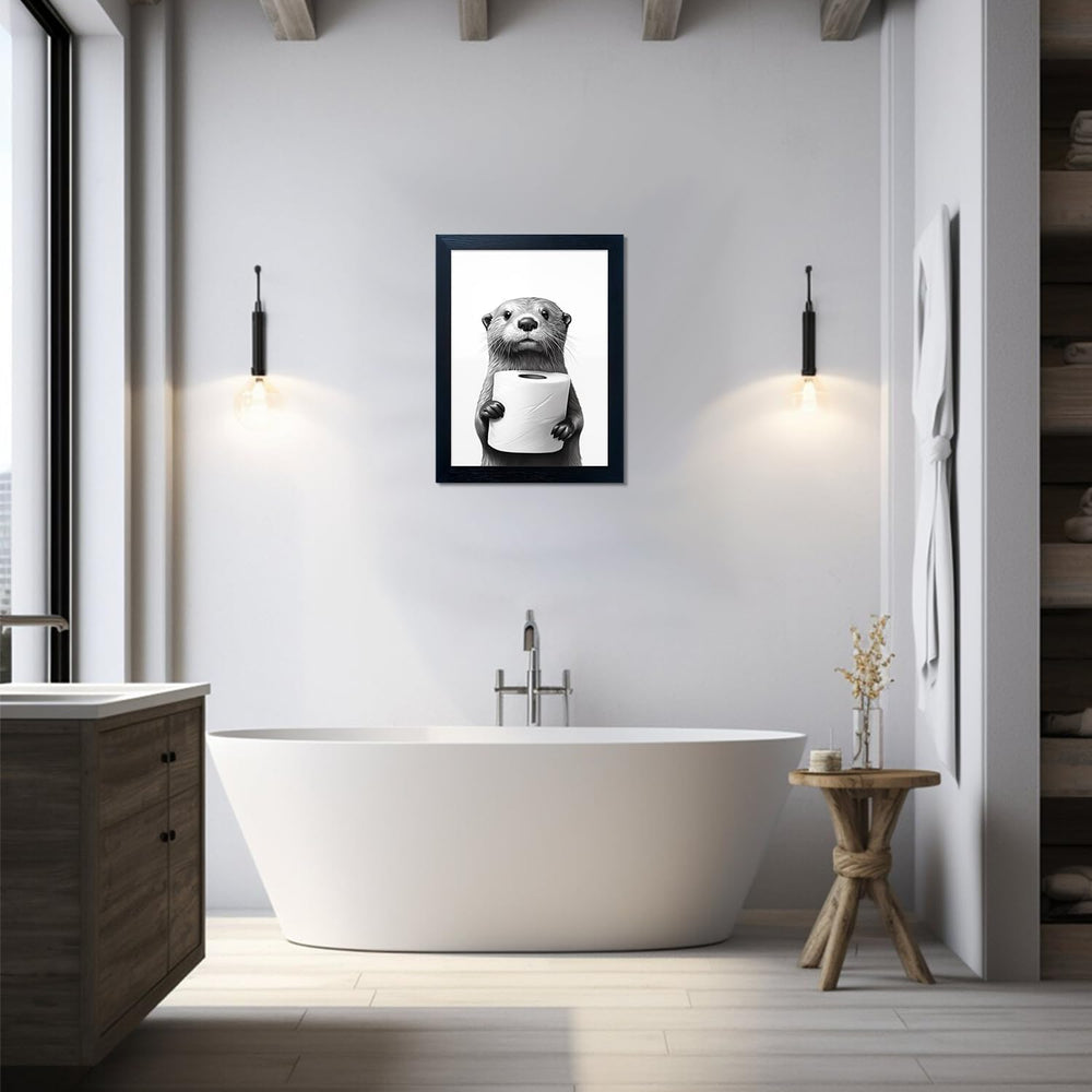 Black and White Bathroom Wall Art, Funny Bathroom Wall Decor, Toilet Paper in...