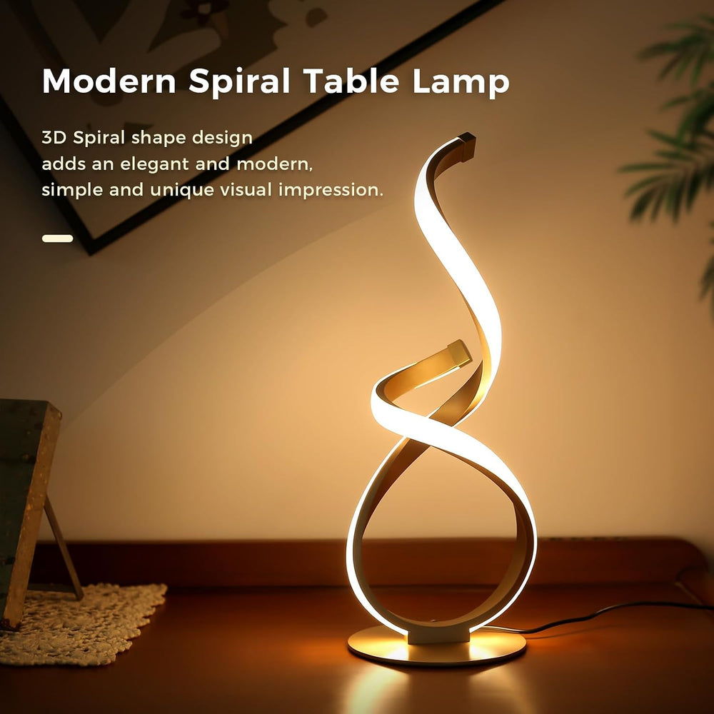 Unique Bedside Table Lamp, LED Touch Dimmable Spiral Desk Light