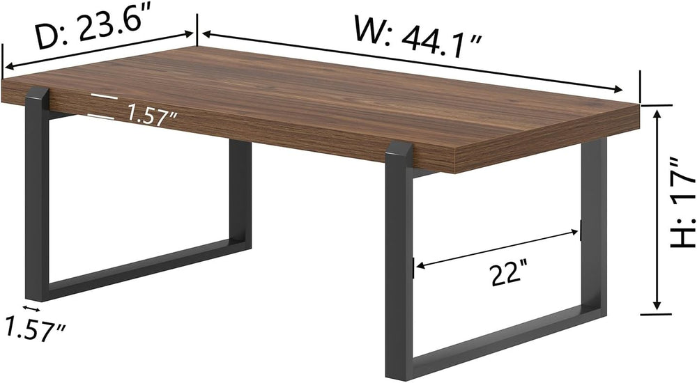 FOLUBAN Modern Coffee Table, Rustic Wood and Metal Center Table, Industrial R...