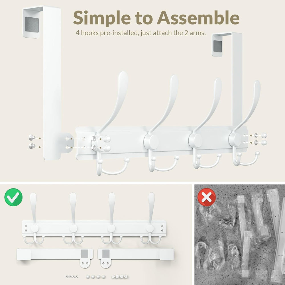 Heavy Duty Over The Door Hooks Rustproof - 25lb Over The Door Towel Rack for ...