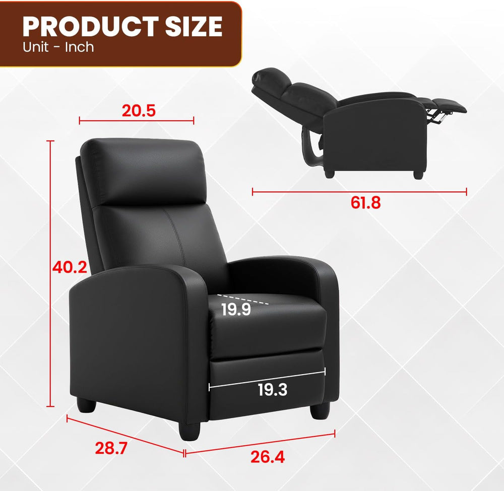 FDW | Recliner Chair | Without Massage Function | Black, PU Leather