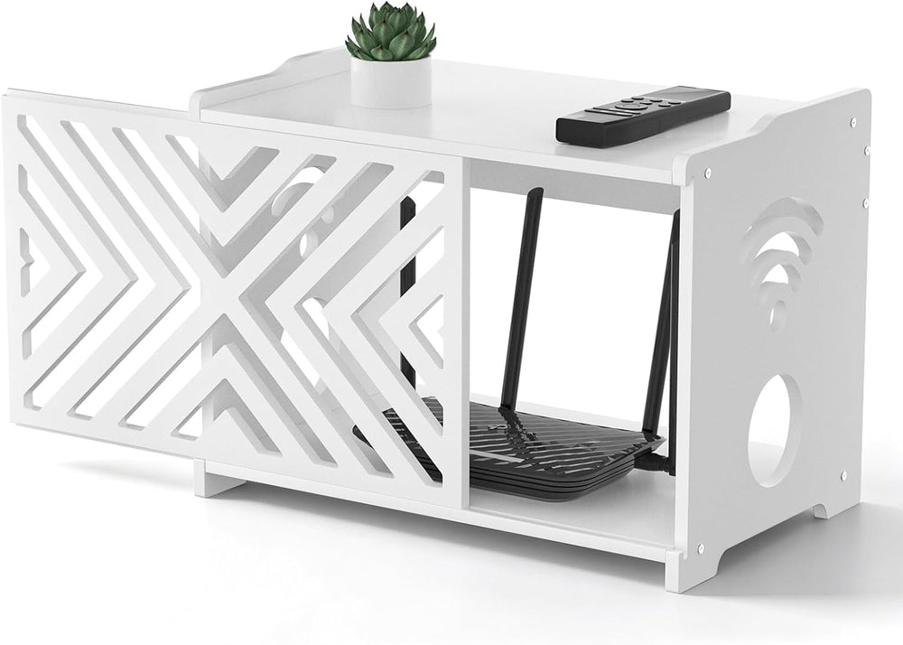 Router Box Hider & Projector Shelf -Decorative WiFi Router Storage Cabinet