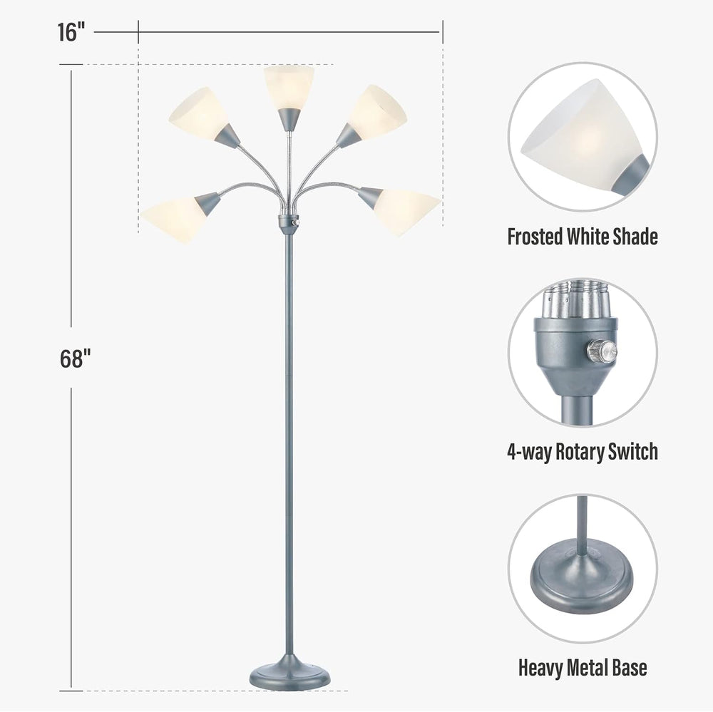 HonoDing Medusa Floor Lamps Standing Lamps 5 Heads Adjustable Reading Light L...