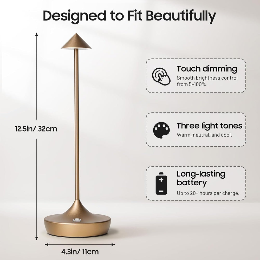 2 Pack Cordless Table Lamp, Rechargeable 6000mAh Battery Table Light