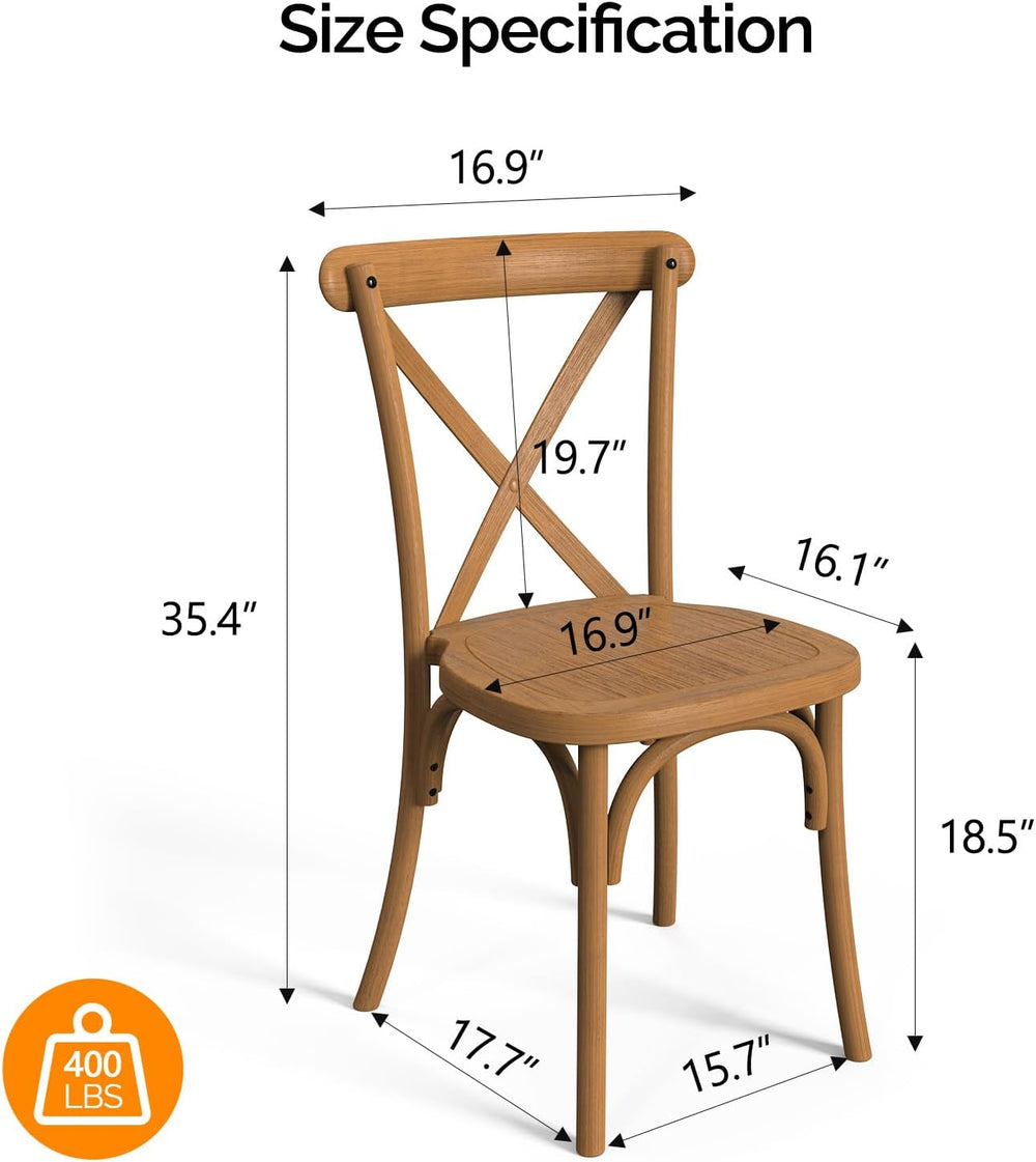 VINGLI Plastic Outdoor Dining Chairs Set of 4, Stackable Patio Farmhouse Brow...