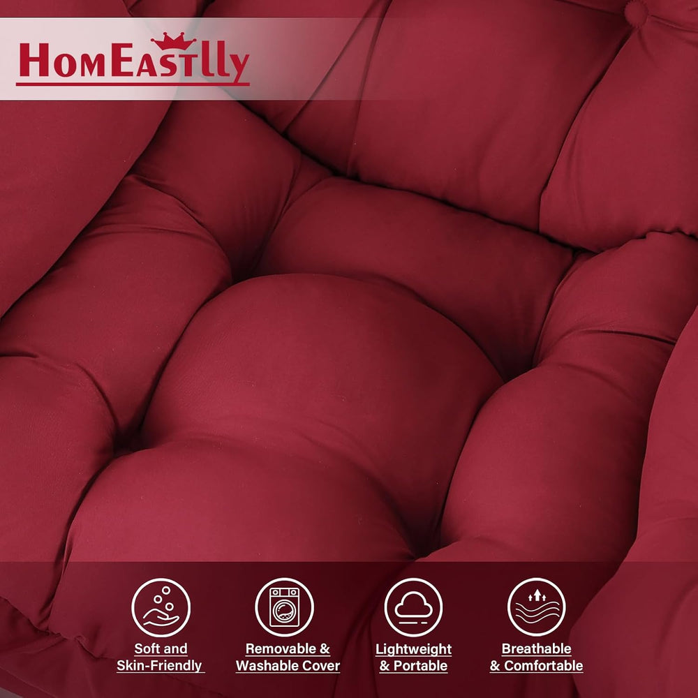 Lazy Chair with Ottoman, Soft Comfy Chair for Bedroom, Burgundy