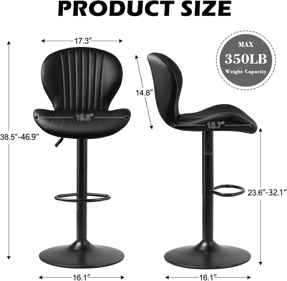 Waleaf Swivel Bar Stools Set of 4, Adjustable Counter Height with Backrest