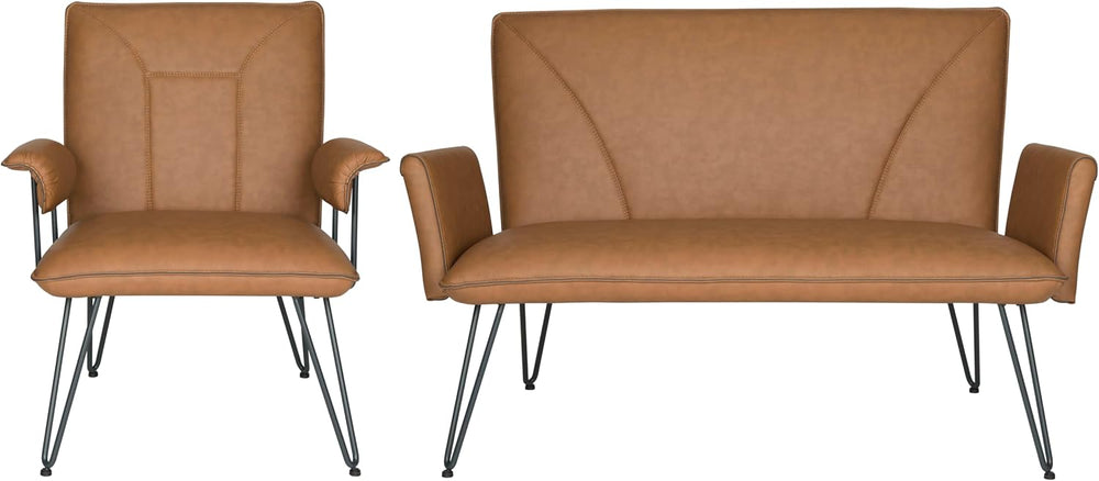 SAFAVIEH Home Collection Johannes Antique Brown Arm Chair
