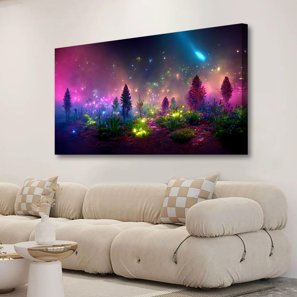 Fantastic Starry light Canvas Wall Art for Living room Office Bedroom Purple ...