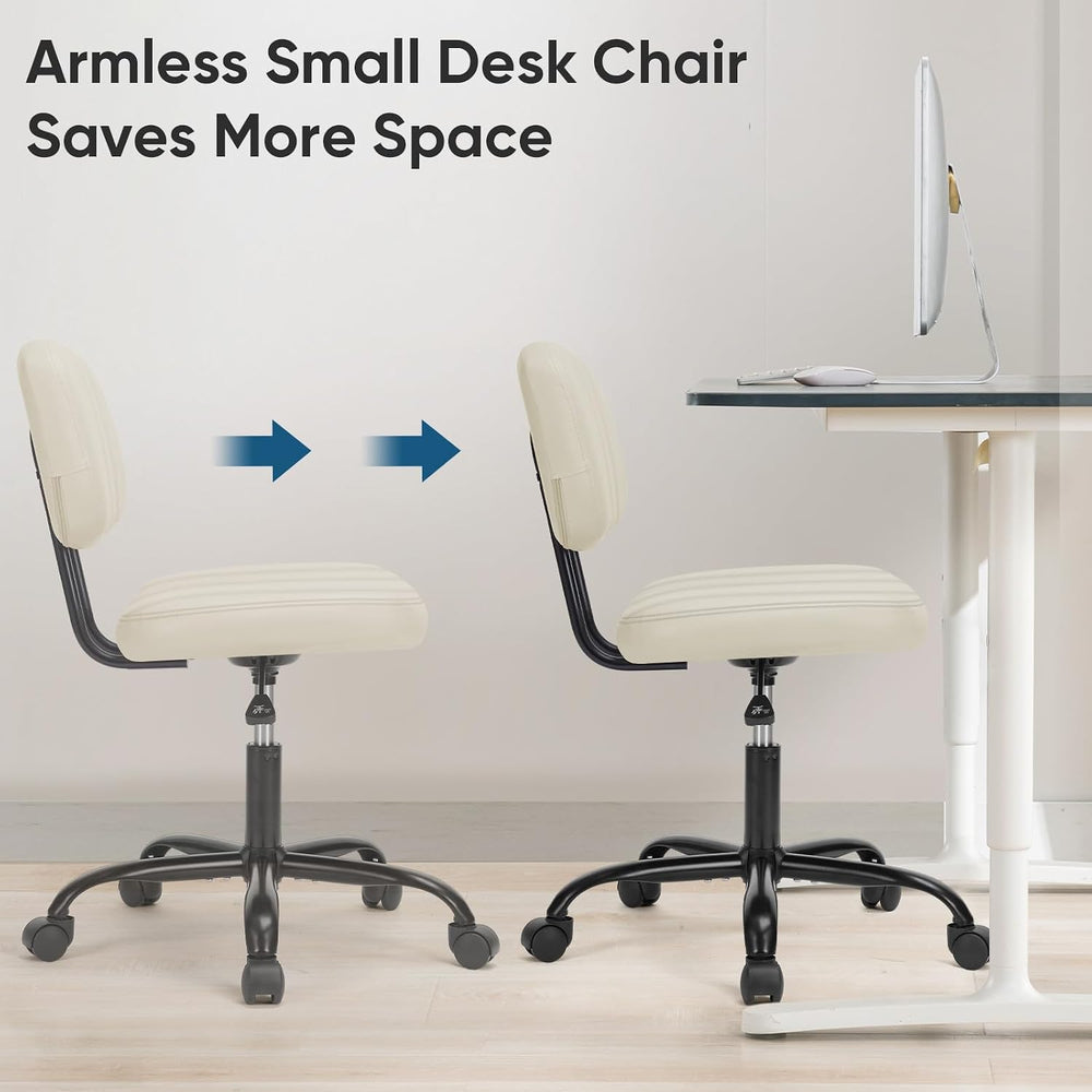 DUMOS Armless Office Chair, Small Home Desk Chair, Lumbar Support