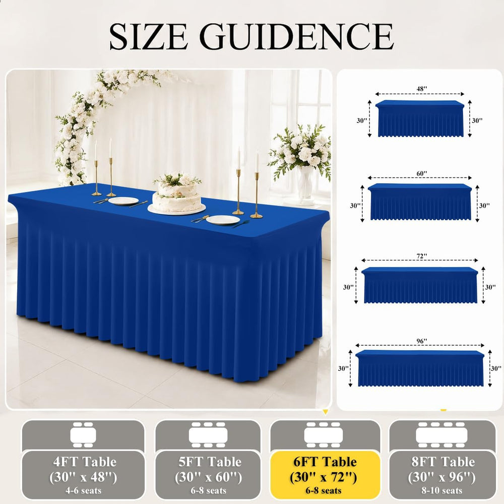 Moosfor 2 Pack Spandex Fitted 6FT Rectangle Tablecloth, Elastic Table Skirt