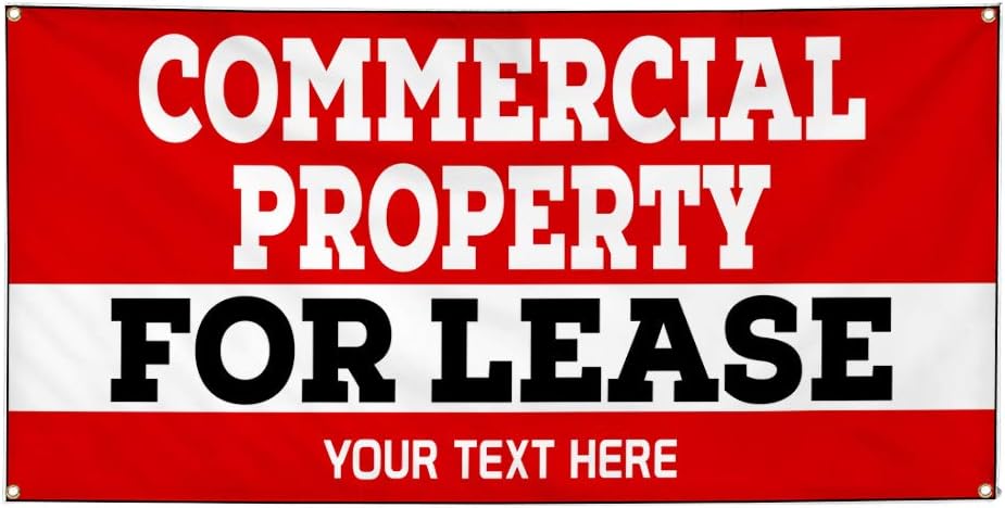 Custom Vinyl Banner Commercial Property For Lease 4 Grommets 24x48Inches