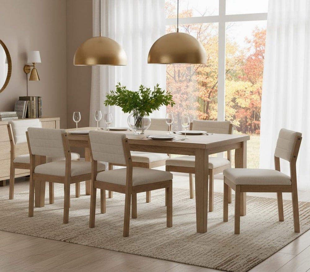 RIVOVA Linen Dining Chairs Set of 6, Comfortable Upholstered Kitchen Chairs w...