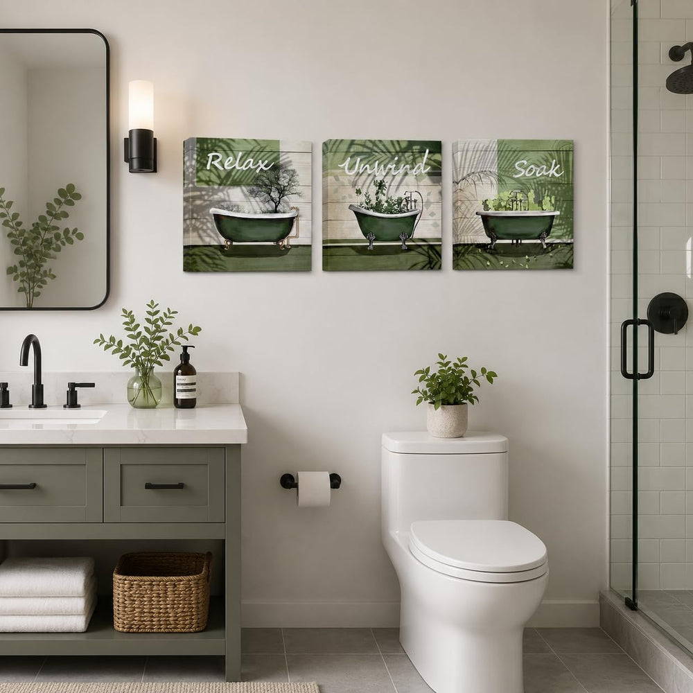 Nachic Wall Green Bathroom Wall Decor Relax Soak Unwind Signs Picture