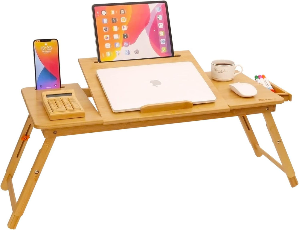 Lap Desk COIWAI Laptop Table Bamboo Writing Eating Bed Tray Adjustable Angle ...