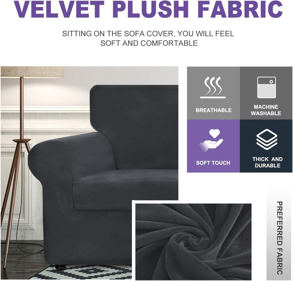 ZNSAYOTX Luxury Velvet Chair Slipcovers with Arm 2 Piece Stretch Chair Covers...