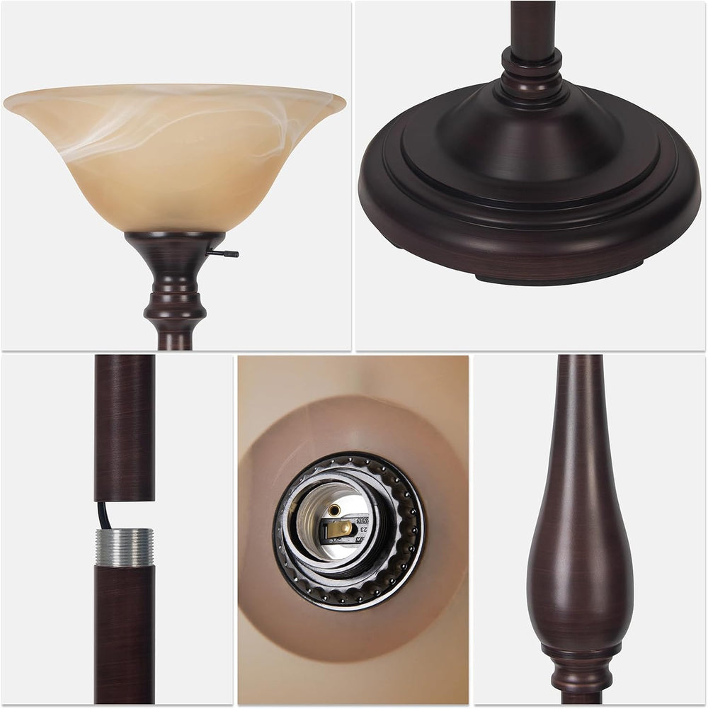 HonoDing Torchiere Floor Lamp for Living Room, Standing Lamp with Glass Shade...