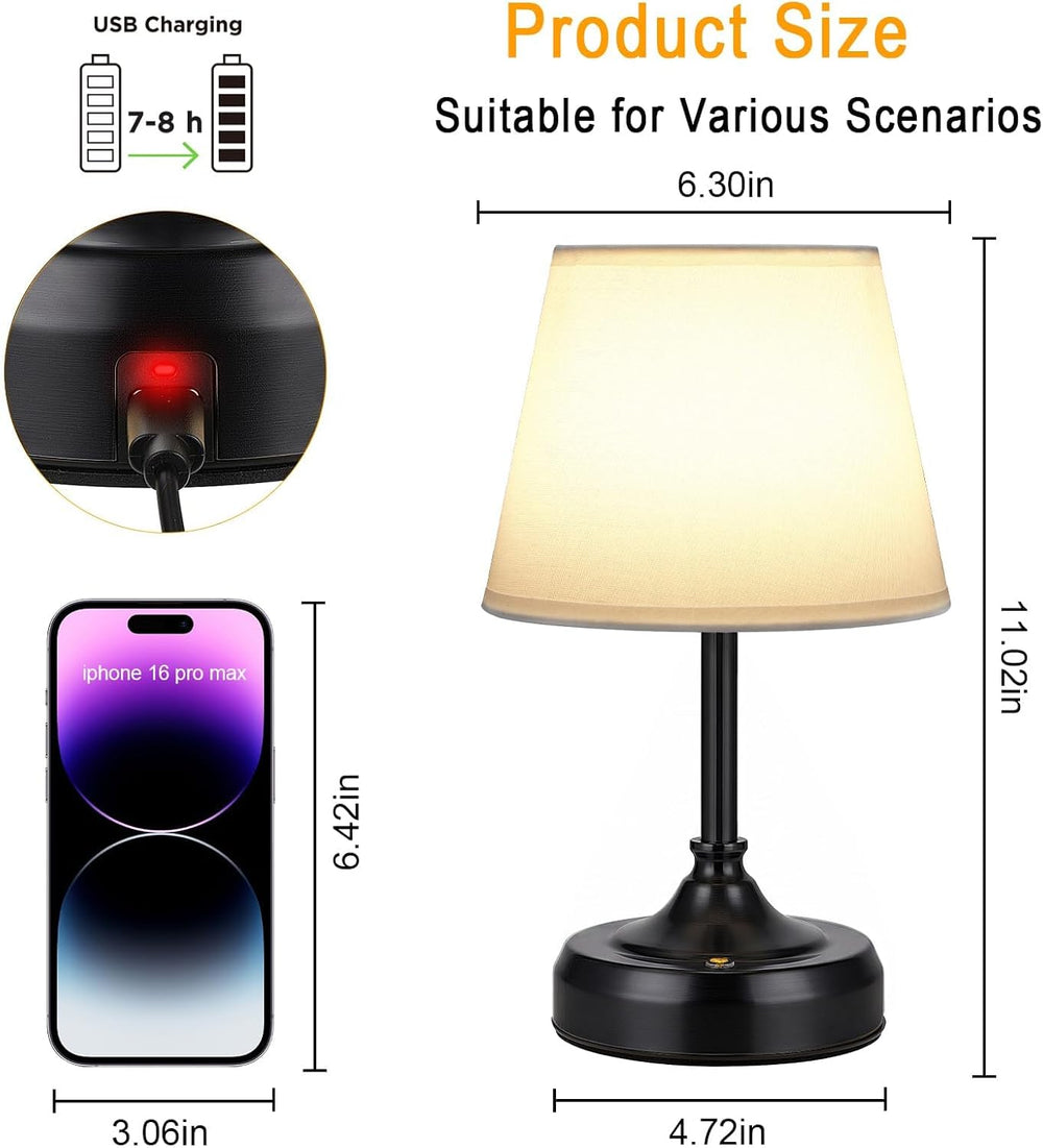 Small Cordless Table Lamp Rechargeable Black