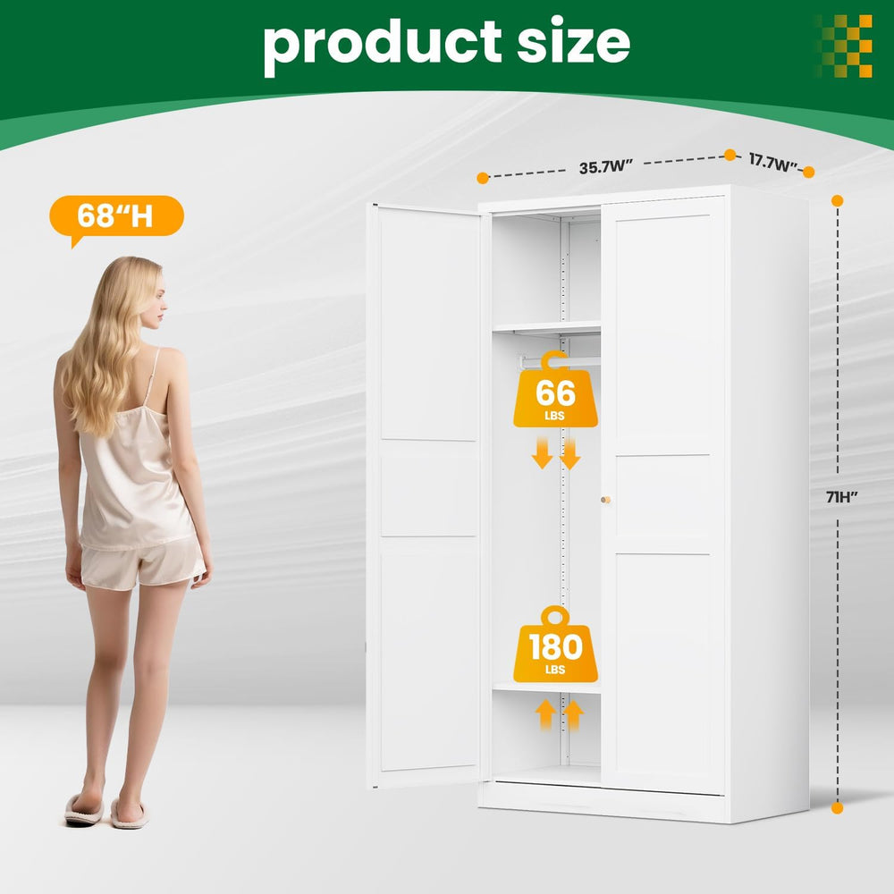 Metal Armoire Wardrobe Closet Cabinet,White Armoire Wardrobe Closets Storage ...