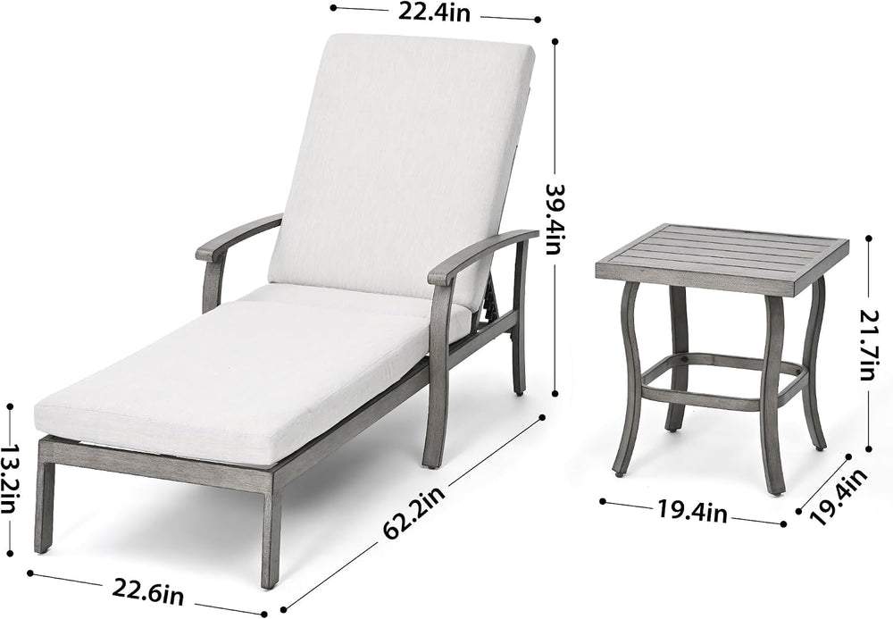 HAPPATIO Aluminum Patio Chaise Lounge Set 3 Pieces, Aluminum Patio Lounge Cha...